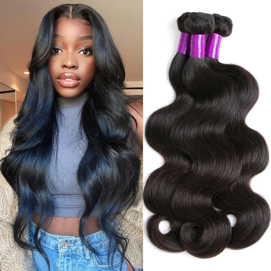 Body Wave Brazilian Human Hair Bundles 1/3/4PCS Natural Black 14-30 Inches Brazilian Hair Weave Bundles Remy Hair Extension